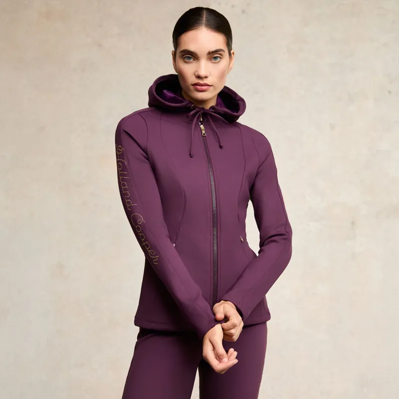 Holland Cooper Crystal Zip Womens Hoodie - Aubergine