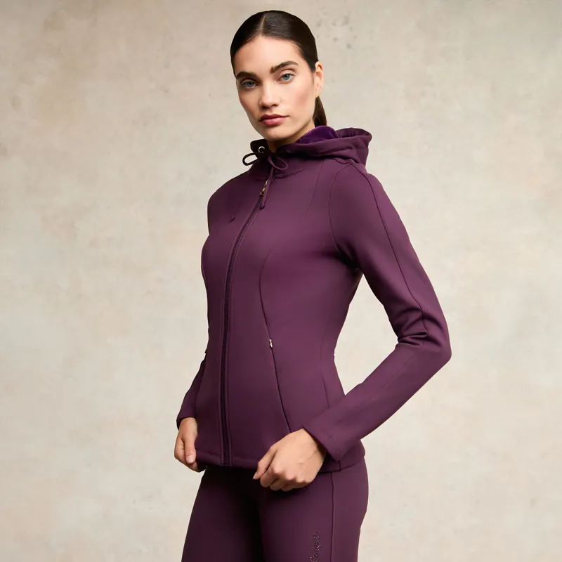 Holland Cooper Crystal Zip Womens Hoodie - Aubergine-2