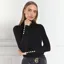 Holland Cooper Buttoned Knit Ladies Roll Neck Top - Black