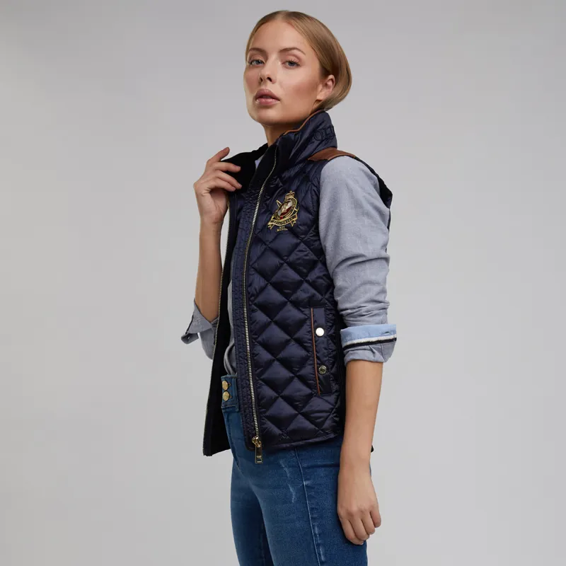 Holland Cooper Diamond Quilt Classic Ladies Gilet - Ink Navy-1