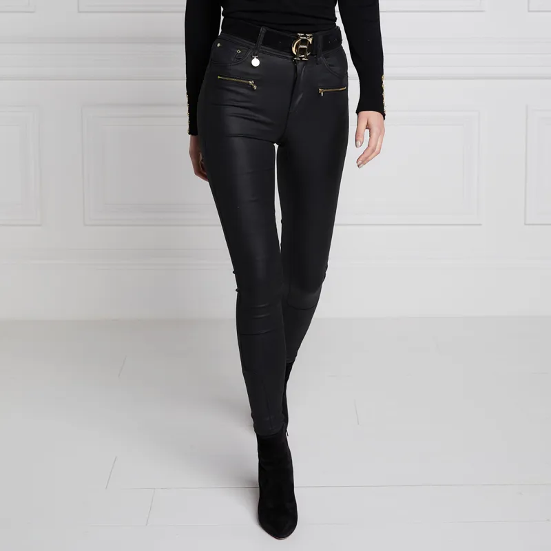 Holland Cooper Coated Womens Jodhpur Jeans - Black-1