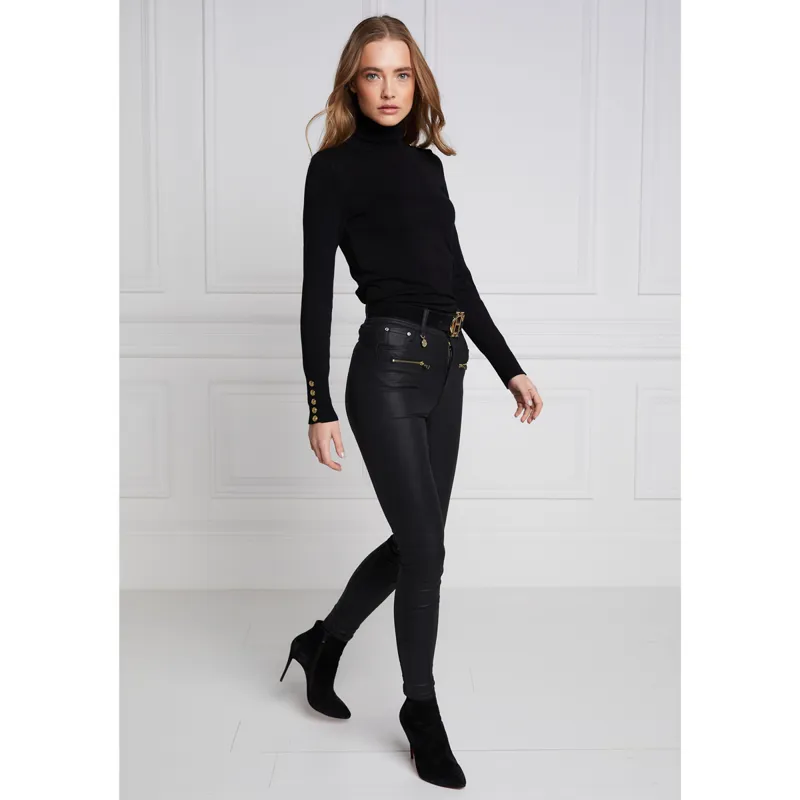 Holland Cooper Coated Womens Jodhpur Jeans - Black-3