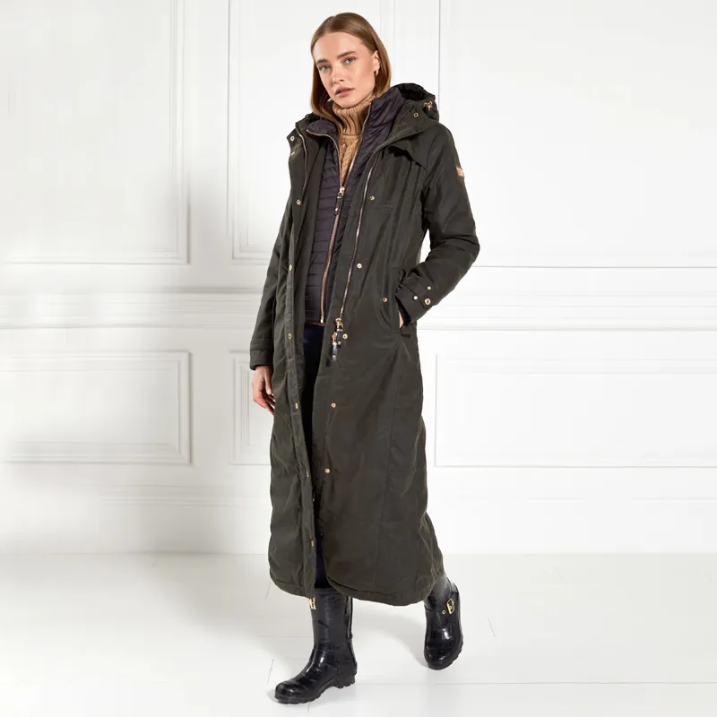 Holland Cooper Wax Longline Field Ladies Jacket Dark Olive