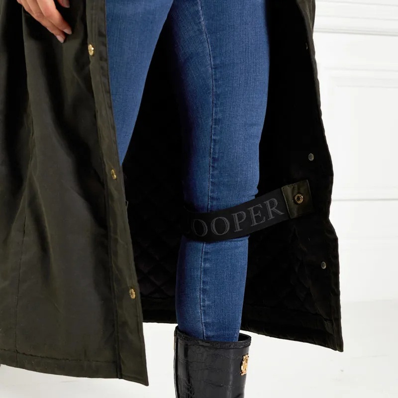 Holland Cooper Wax Longline Field Ladies Jacket - Dark Olive-3