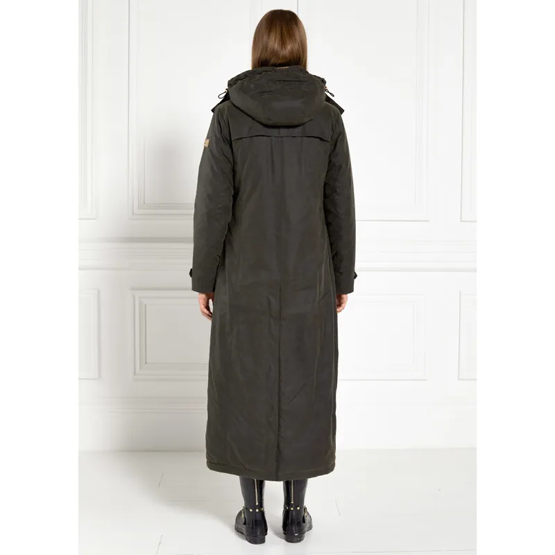 Holland Cooper Wax Longline Field Ladies Jacket - Dark Olive-4