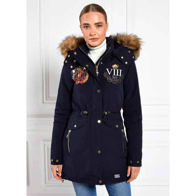 Holland Cooper Team Parka Ladies Long Jacket - Ink Navy-1