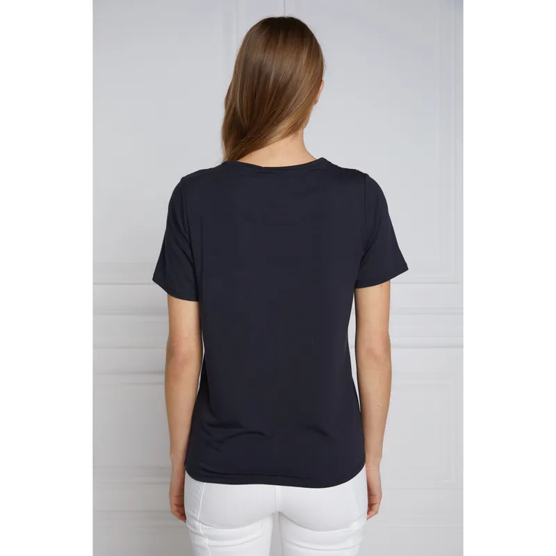 Holland Cooper Hurdle Ladies T-Shirt - Ink Navy/Gold-2