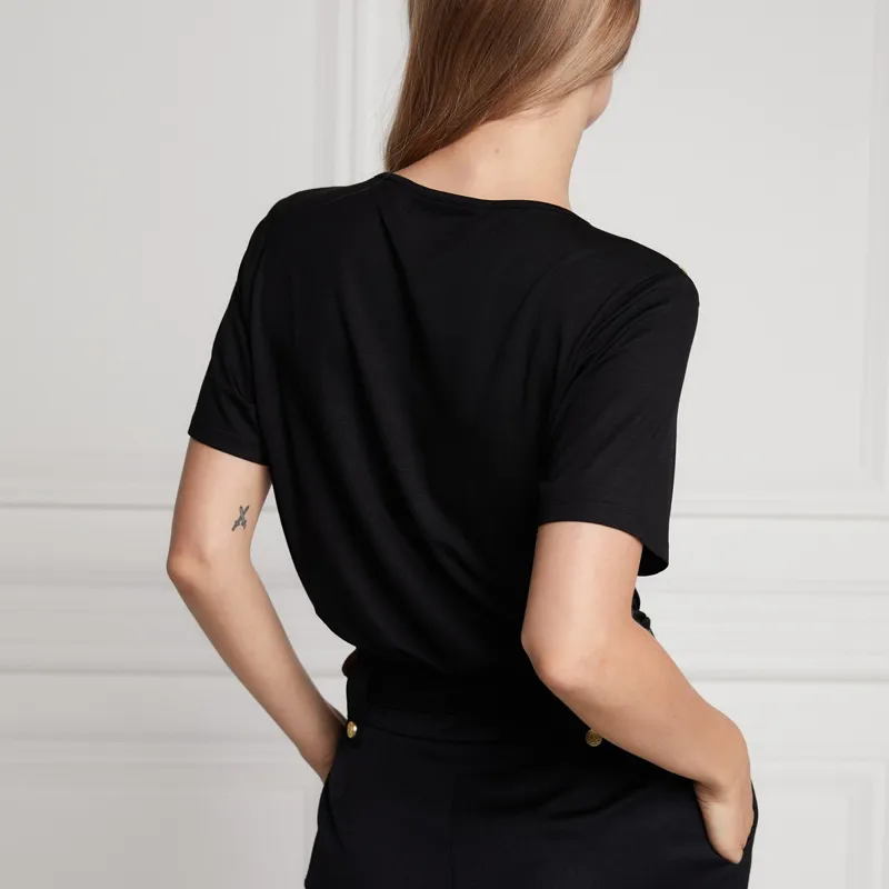 Holland Cooper Ornate Crest Ladies Tee - Black/Gold-2