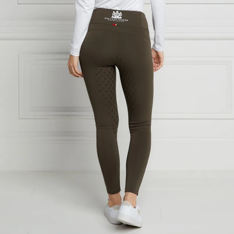 Holland Cooper Thermal Leggings Full Grip Ladies Riding Tights - Khaki-1