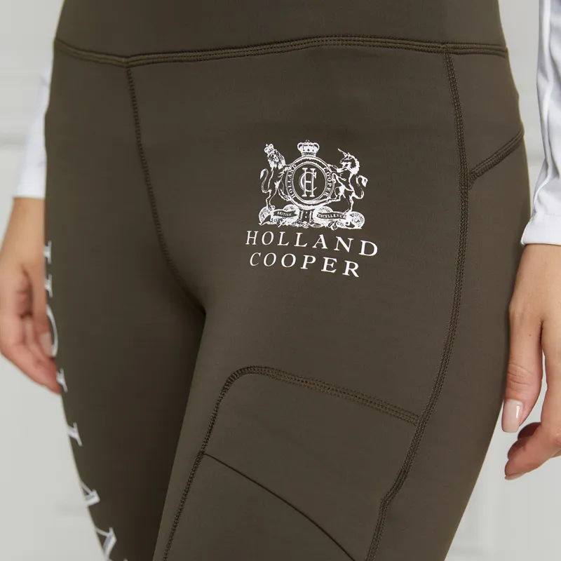 Holland Cooper Thermal Leggings Full Grip Ladies Riding Tights - Khaki-2