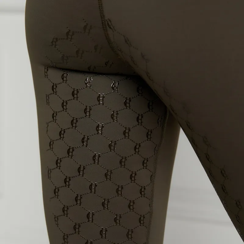 Holland Cooper Thermal Leggings Full Grip Ladies Riding Tights - Khaki-3