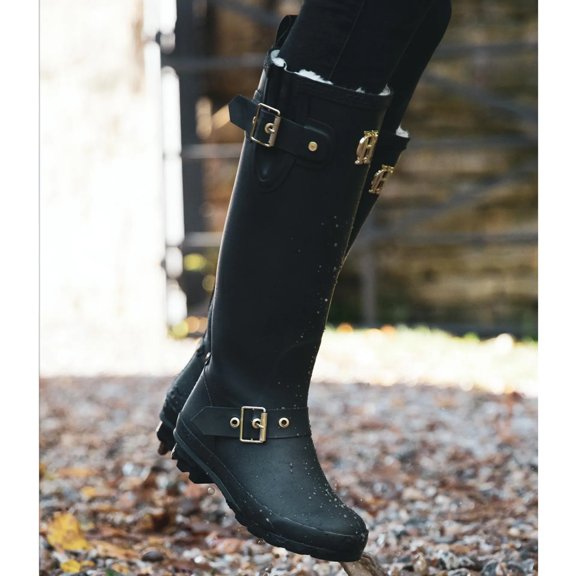 Holland Cooper Regency Sherpa Lined Wellingtons Matte Black