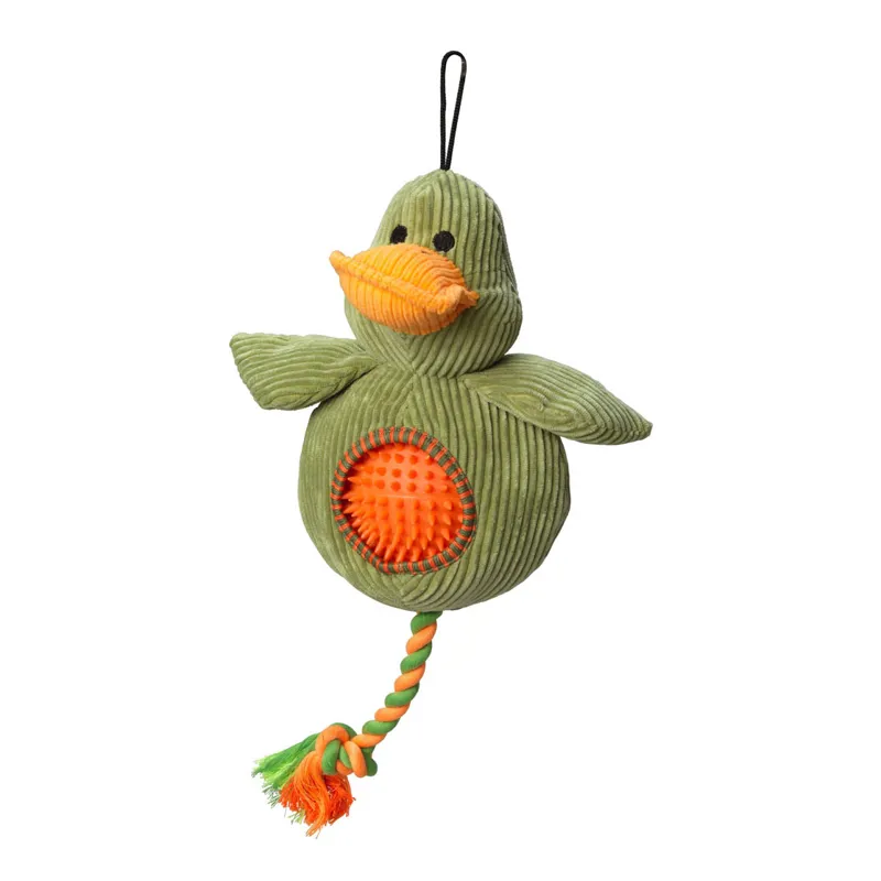 House of Paws Cord Dog Toy with Spiky Ball - Duck