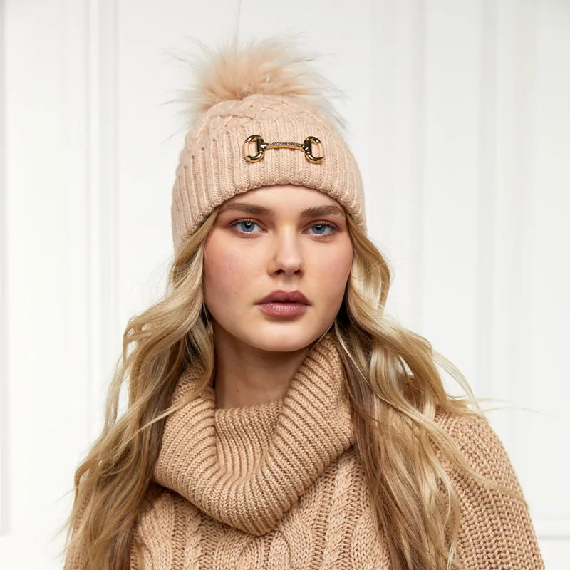 Holland Cooper Horse Bit Bobble Hat - Camel-3