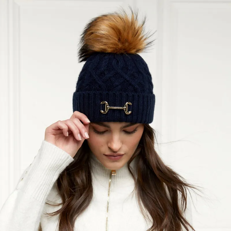 Holland Cooper Horse Bit Bobble Hat - Ink Navy-4