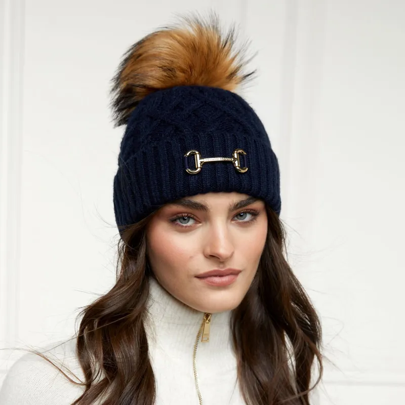Holland Cooper Horse Bit Bobble Hat - Ink Navy-3