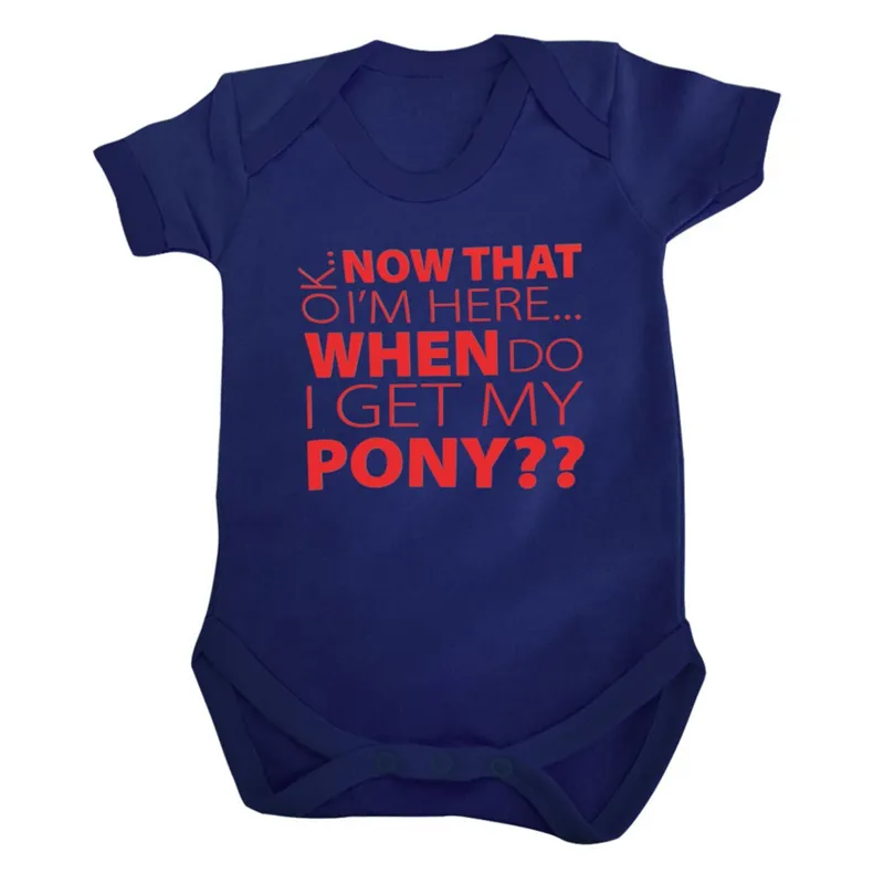 Horses with Attitude When Do I Get My Pony Baby Romper - Navy