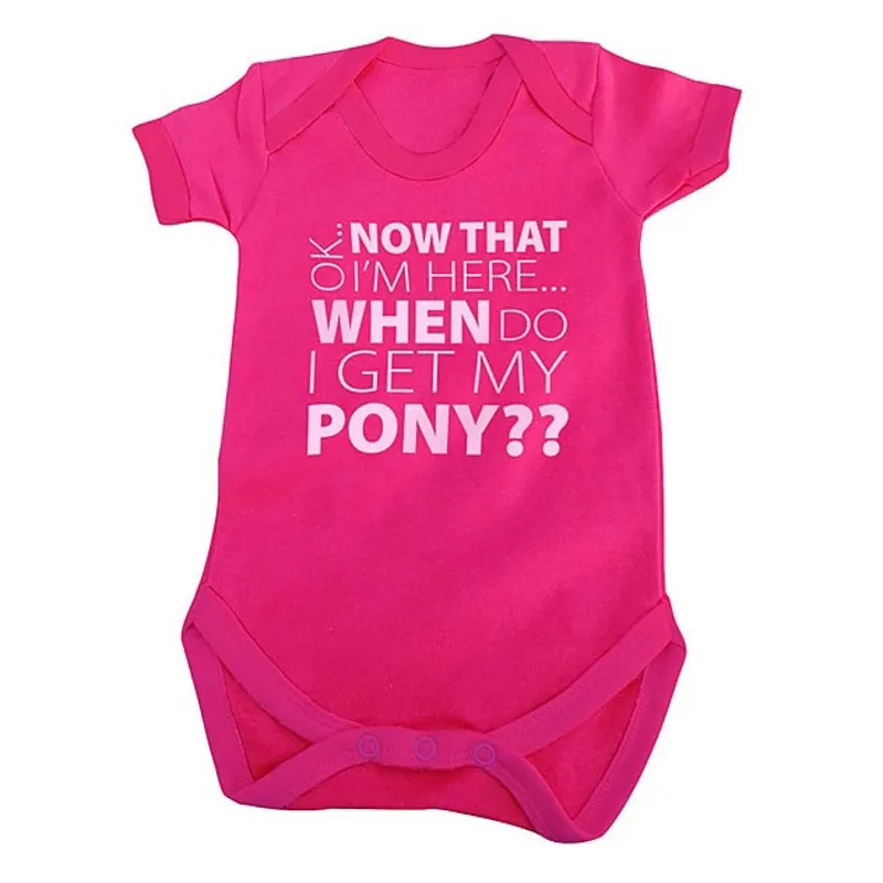 Horses with Attitude When Do I Get My Pony Baby Romper - Pink