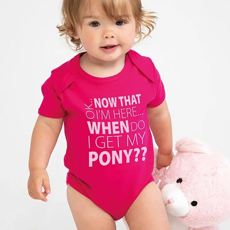 Horses with Attitude When Do I Get My Pony Baby Romper - Pink-1