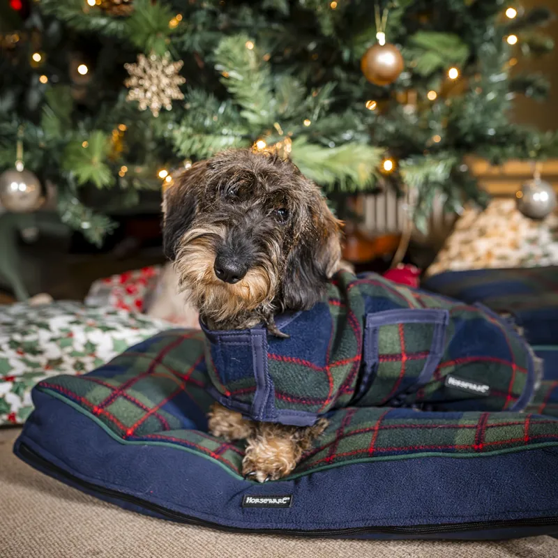 Horseware Holiday Dog Fleece Rug - Navy Check/Green/Red