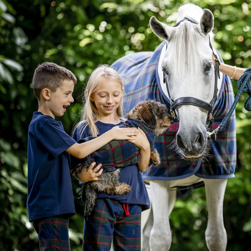 Horseware Holiday Junior Pyjama Set - Navy Check/Green/Red-2