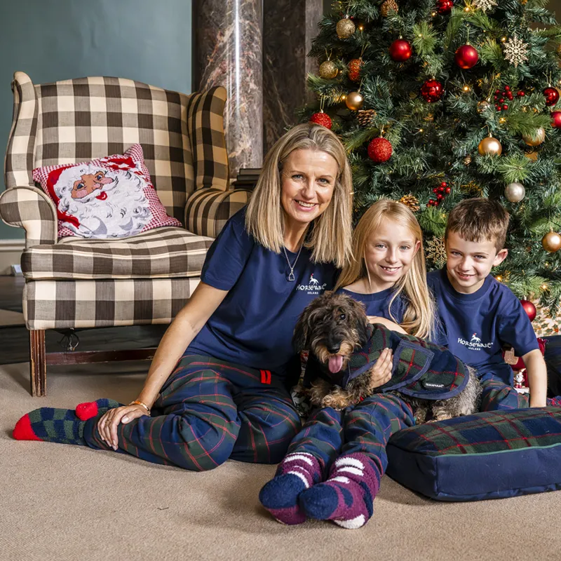 Horseware Holiday Ladies Pyjama Set - Navy Check/Green/Red-2