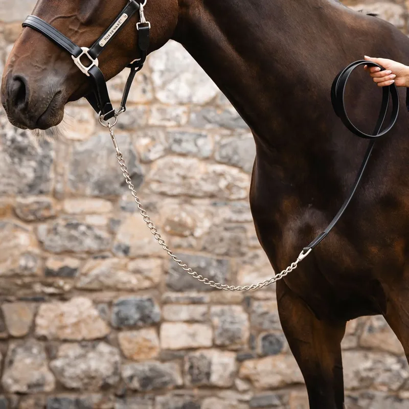 Horseware Signature Leather Lead with Chain - Black
