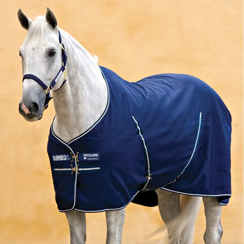 Rambo Stable Sheet with Microfibre Lining - Navy/Navy/White