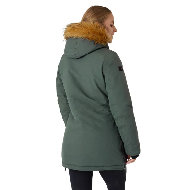 Horze Brooke Ladies Long Parka Jacket - Urban Chic Dark Green - UK8-2