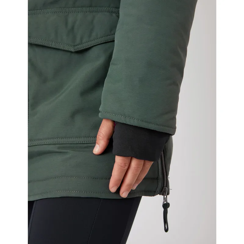 Horze Brooke Ladies Long Parka Jacket - Urban Chic Dark Green - UK8-5