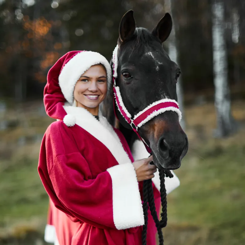Horze Christmas Headcollar - Red/White-1