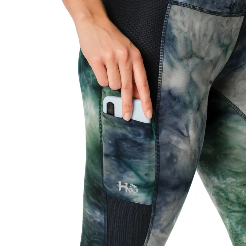 Horseware Silicon Knee Grip Ladies Riding Tights - Navy/Green - XX-Small-1