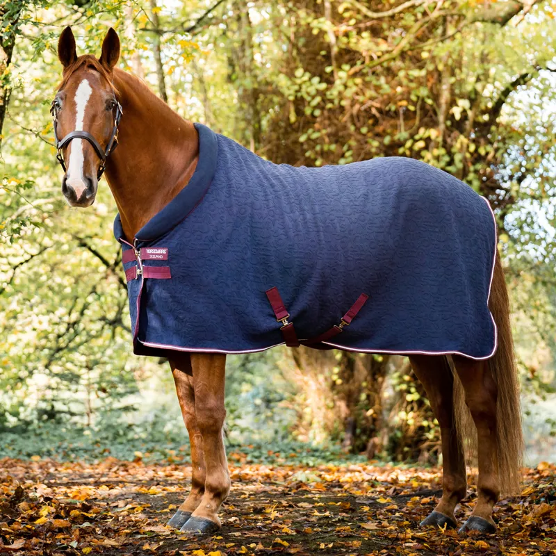 Horseware Embossed Cosy Neck Cooler Rug - Navy HW Print/Burgundy/White