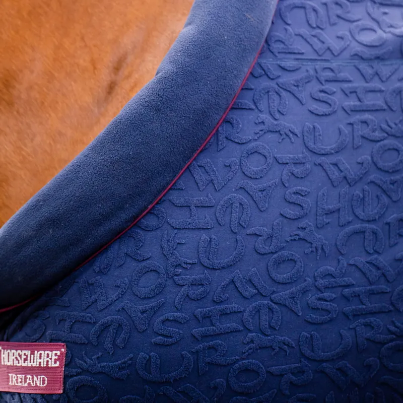 Horseware Embossed Cosy Neck Cooler Rug - Navy HW Print/Burgundy/White-1