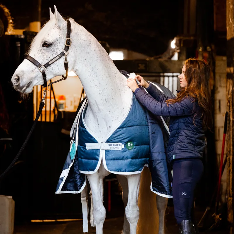 Horseware AmECO 100g Rug Liner - Teal Eco Print/Grey-3