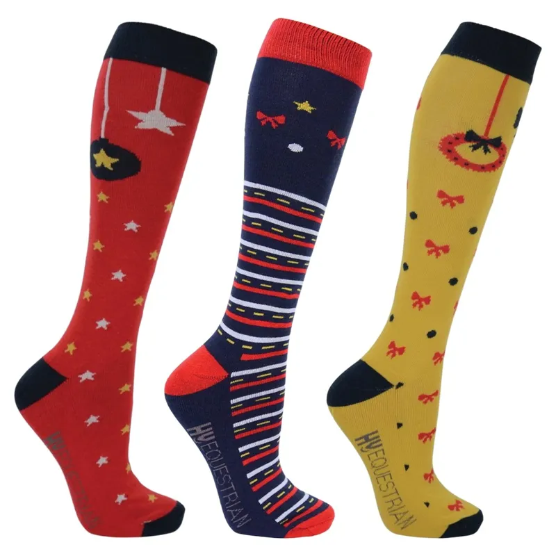 Hy Equestrian Christmas Riding Socks 3 Pack - Christmas Decorations
