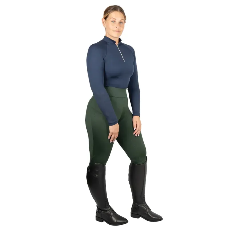 Hy Equestrian Melton Full Grip Womens Riding Tights - Forest Green-2