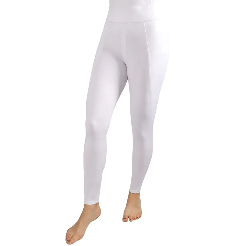Hy Equestrian Melton Full Grip Womens Riding Tights - White-1