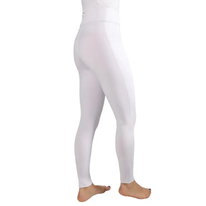 Hy Equestrian Melton Full Grip Womens Riding Tights - White-2