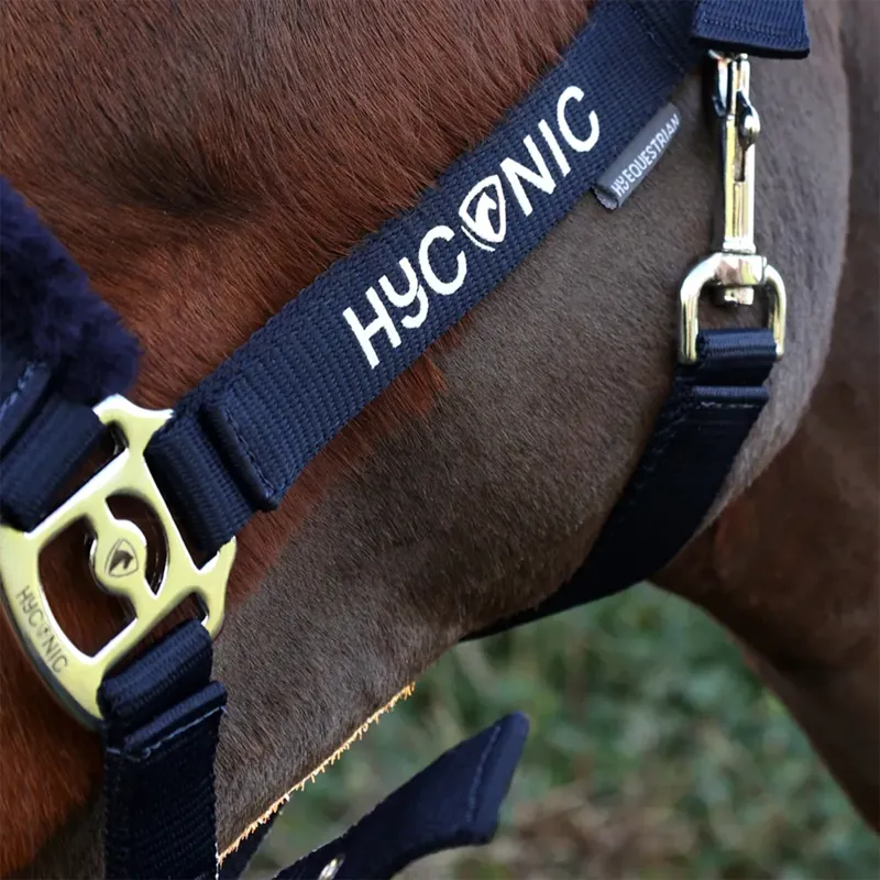 Hy HyCONIC Faux Fur Padded Headcollar and Lead Rope - Navy-1
