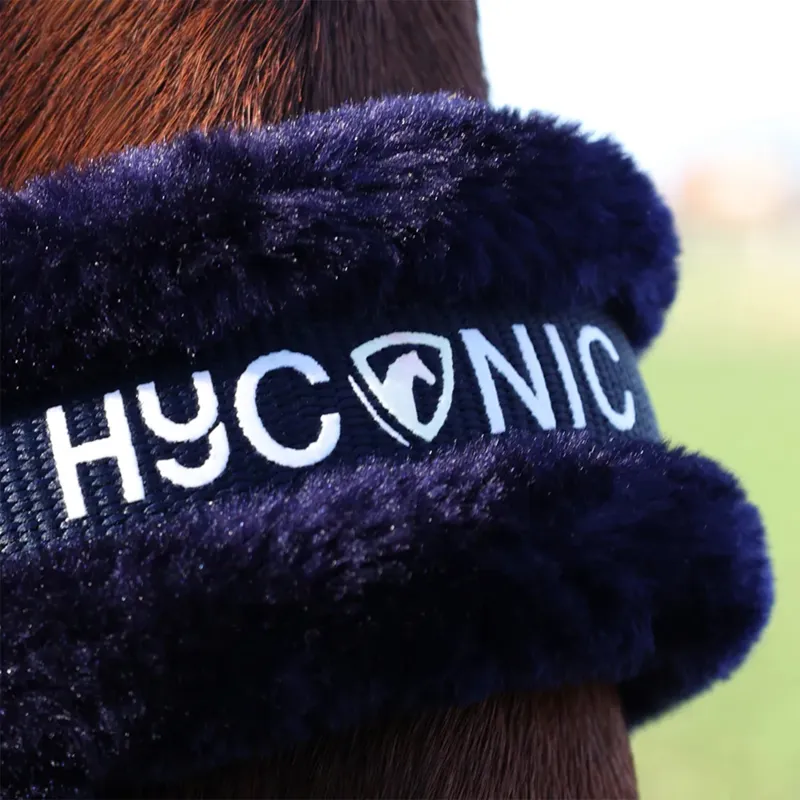 Hy HyCONIC Faux Fur Padded Headcollar and Lead Rope - Navy-2