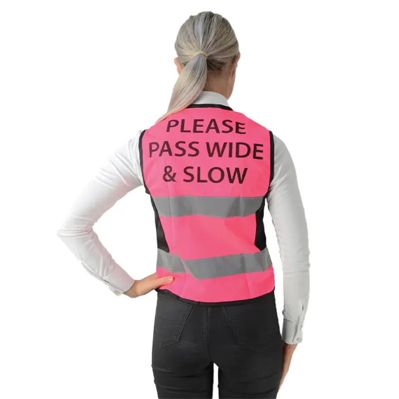 HyVIZ Fluorescent Waistcoat Please Pass Wide and Slow - Pink-1