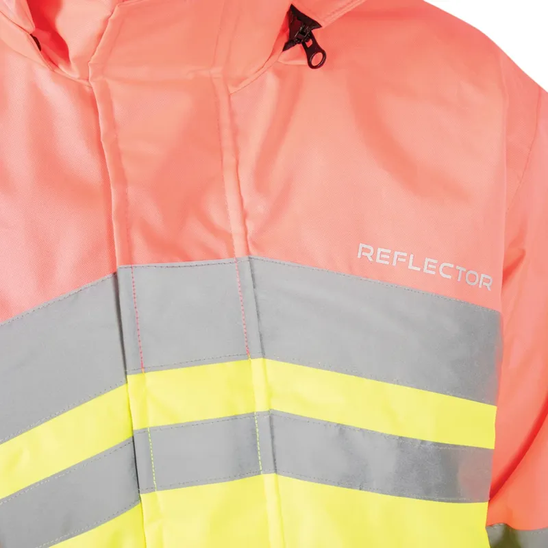 Hy Equestrian Reflector Two Tone Adults Waterproof Coat - Yellow/Pink-5
