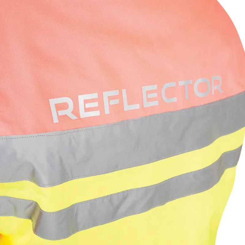 Hy Equestrian Reflector Two Tone Adults Waterproof Coat - Yellow/Pink-6