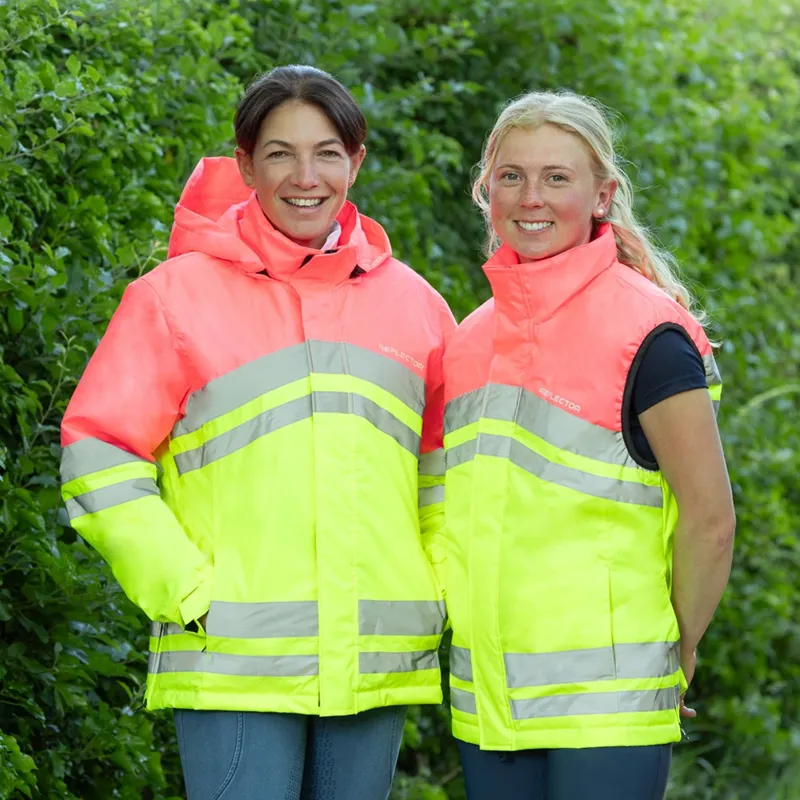 Hy Equestrian Reflector Two Tone Adults Waterproof Gilet - Yellow/Pink-8