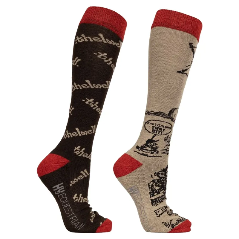 Hy Thelwell Comic Chaos Riding Socks 2 Pack - Beige