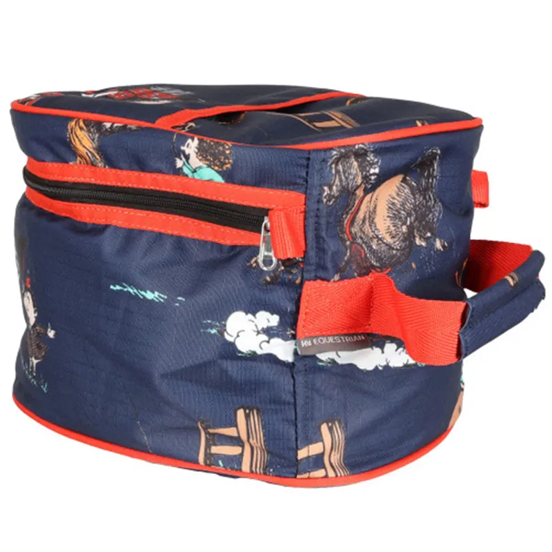 HY Equestrian Thelwell Practice Makes Perfect Hat Bag - Navy/Red