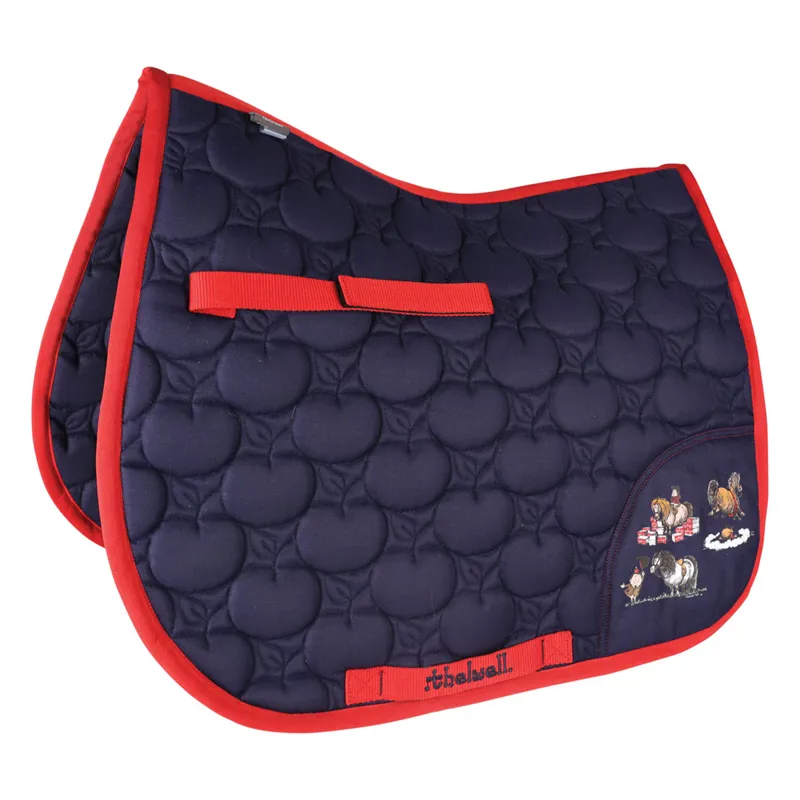 Hy Equestrian Thelwell  Saddlecloth - Practice Makes Perfect Navy/Red