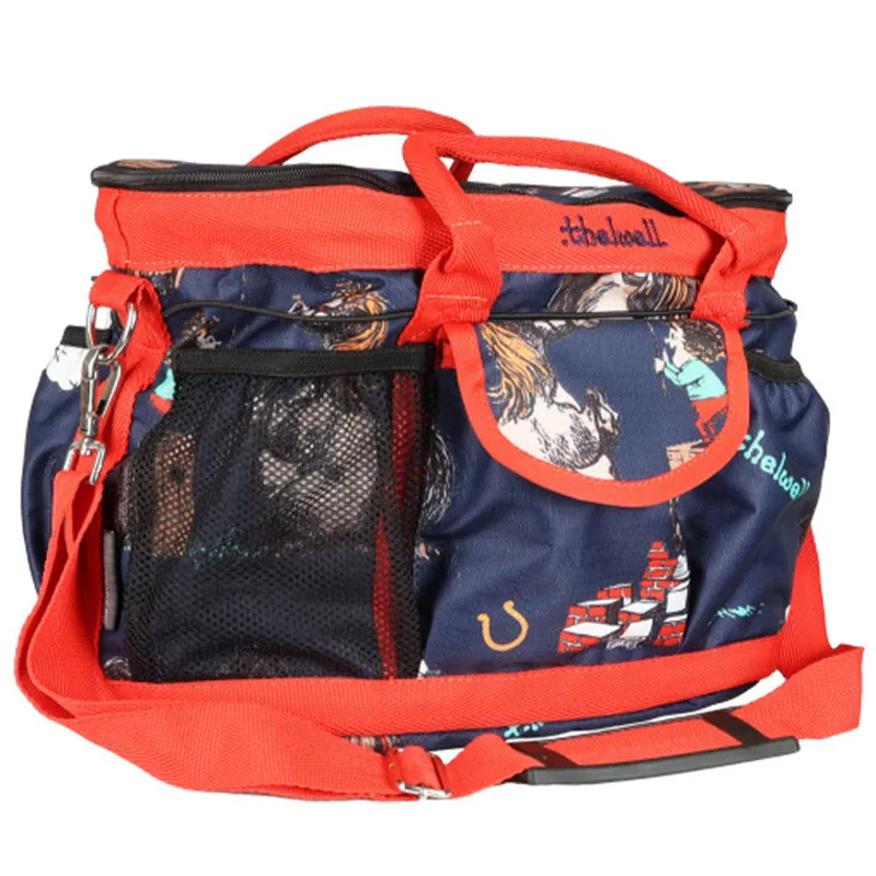Hy Equestrian Thelwell Grooming Bag - Practice Makes Perfect Navy/Red