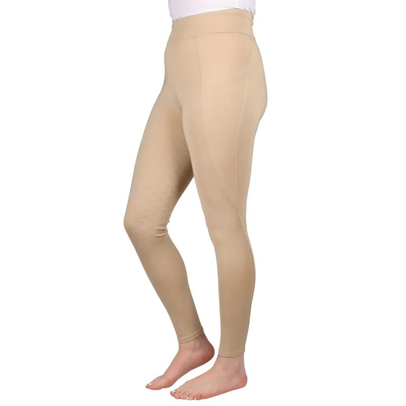 Hy Equestrian Melton Flex Full Grip Ladies Riding Tights - Beige-1